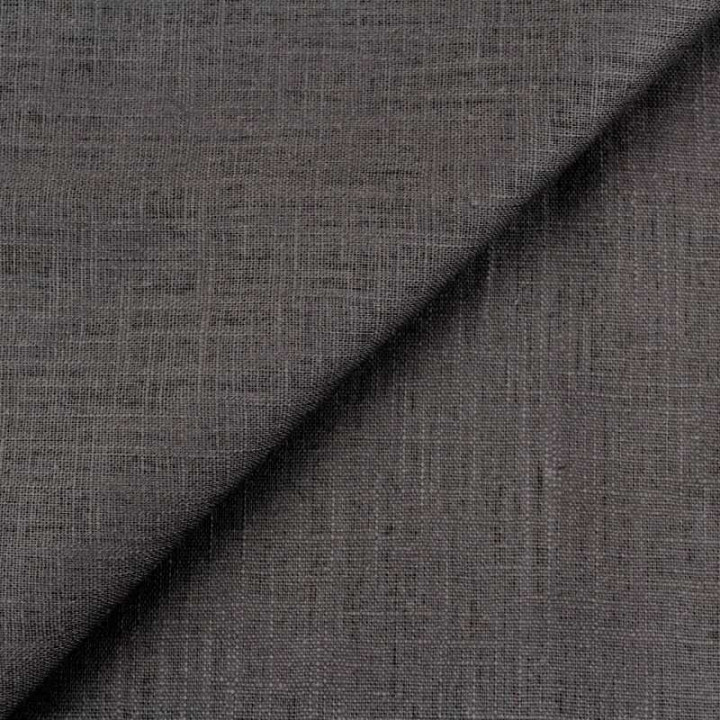 Coupon Tissu Lin Uni Gris Anthracite