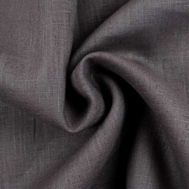 Coupon Tissu Lin Uni Gris Anthracite