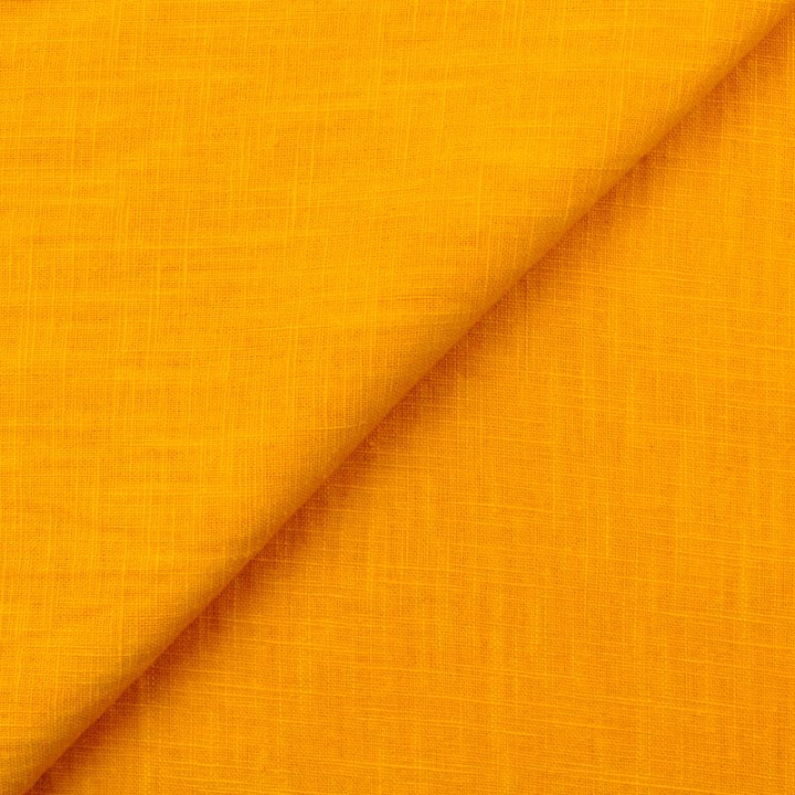 Tissu Lin Uni Jaune – 100 % Lin Naturel, Haut de Gamme et Respirant