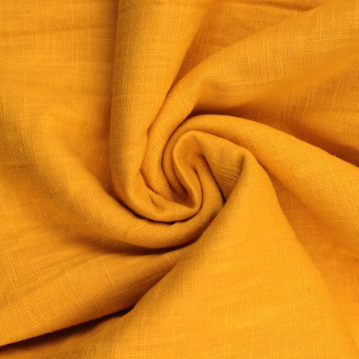 Tissu Lin Uni Jaune – 100 % Lin Naturel, Haut de Gamme et Respirant