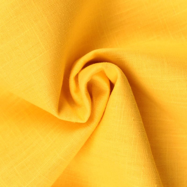 Tissu Lin Uni Jaune – 100 % Lin Naturel, Haut de Gamme et Respirant