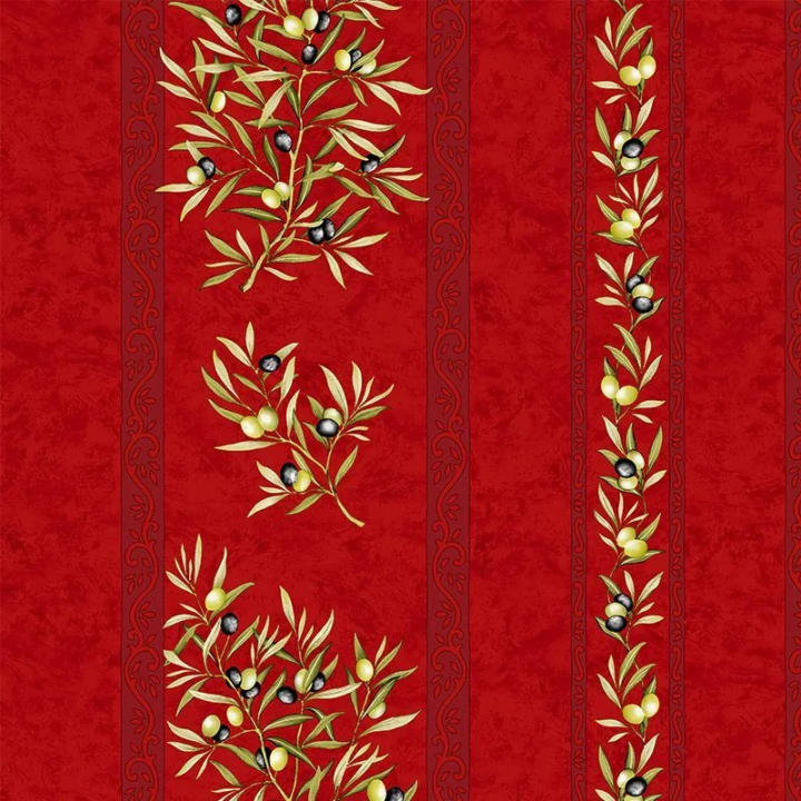 Tissu Coton imprimé nuance rouge Le clos des oliviers