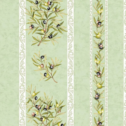 Tissu CLOS DES OLIVIERS RAY VERT-CRETONNE 100% COTON