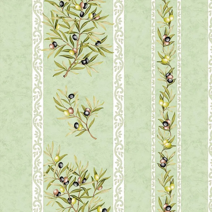 Tissu CLOS DES OLIVIERS RAY VERT-CRETONNE 100% COTON