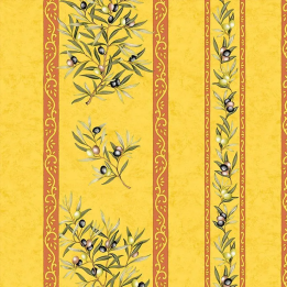 Tissu CLOS DES OLIVIERS RAY JAUNE -CRET.100%COTON END.TEFLON