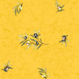 Tissu LE CLOS DES OLIVIERS A.O.-JAUNE-CRET.100%COTON