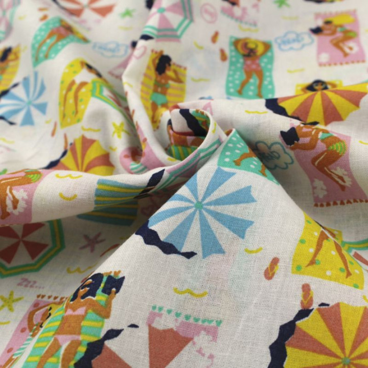 Tissu en coton bleu roi à motifs géométriques bleu marine - Élégant et moderne
