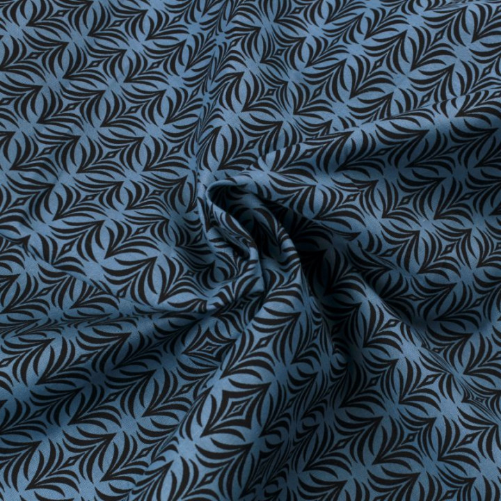 Tissu en coton bleu roi à motifs géométriques bleu marine - Élégant et moderne