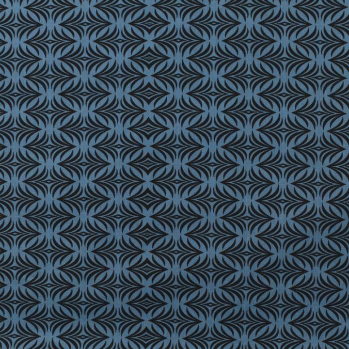 Tissu en coton bleu roi à motifs géométriques bleu marine - Élégant et moderne