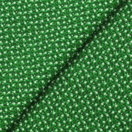 Tissu en Coton Vert Élégant avec Motifs Floraux Blancs - Idéal pour Couture et Décoration
