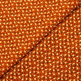 Tissu en coton orange à motifs petites fleurs blanches - Idéal pour créations estivales