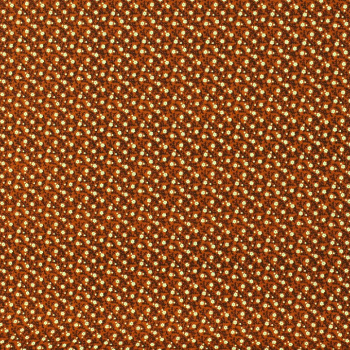 Tissu en coton orange à motifs petites fleurs blanches - Idéal pour créations estivales