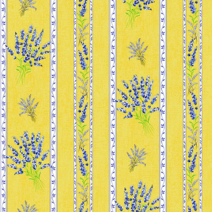 Tissu VALENSOLE RAYURES JAUNE-CRETONNE 100%COTON