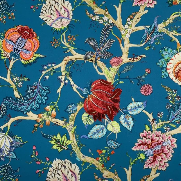 Tissu CEYLAN - BLEU BACHETTE 100%COTON