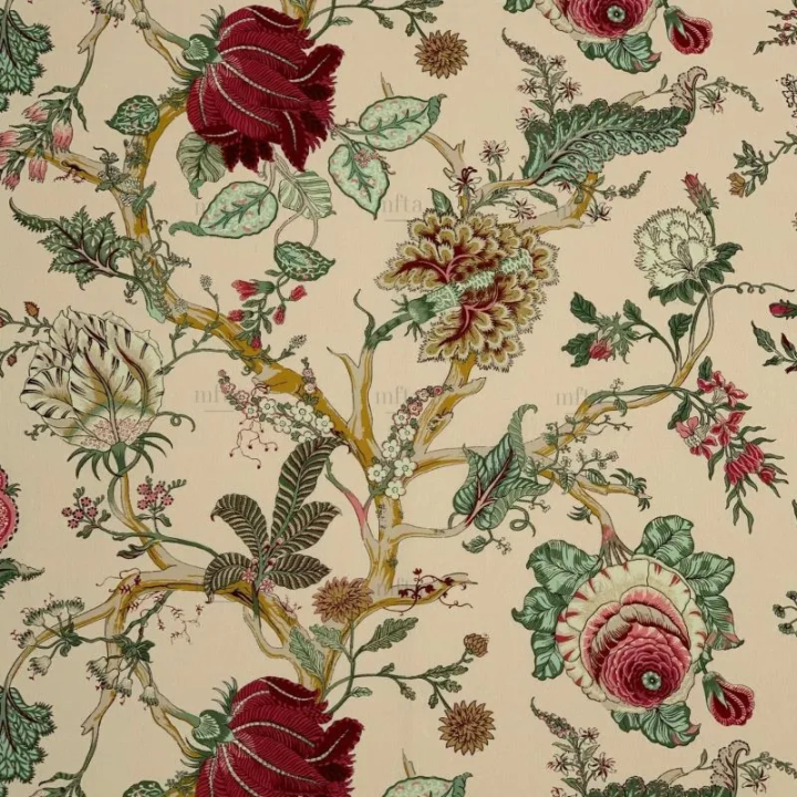 CEYLAN - ROUGE/VERT BACHETTE 100% COTON