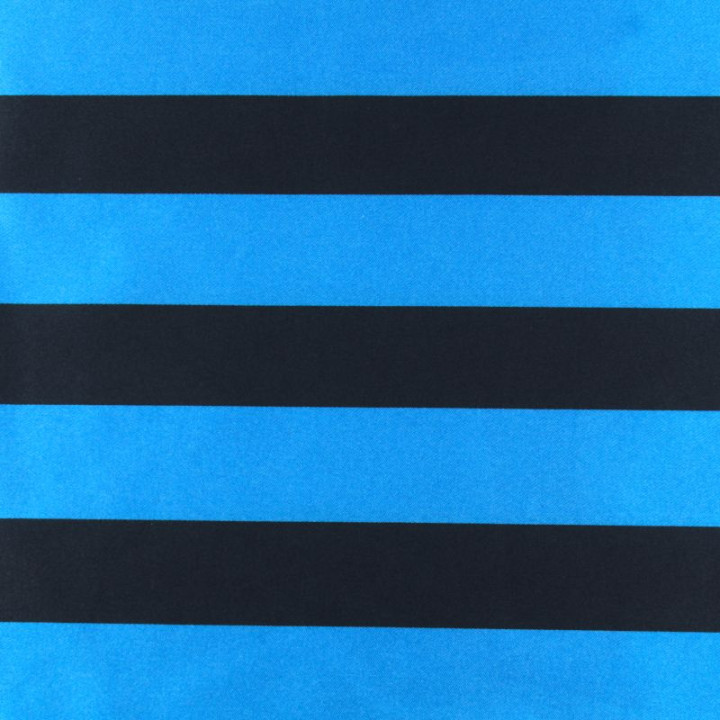 Tissu satin polyester rayures noires et bleus - Elegant et design