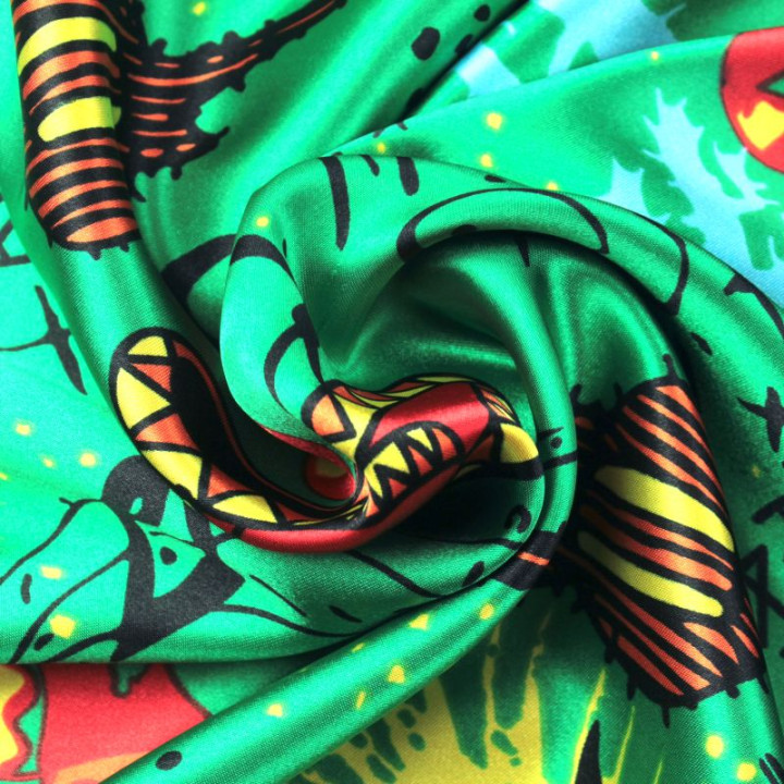 Tissu satin polyester mexicains sur fond vert