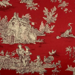 Tissu PASTORALE - FD ROUGE BACHETTE 100% COTON