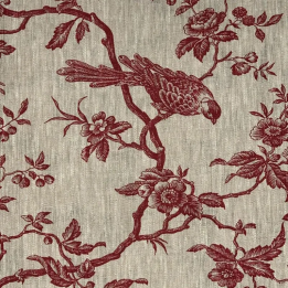Tissu MESANGE LIN ROUGE/DECRUE-100%LIN