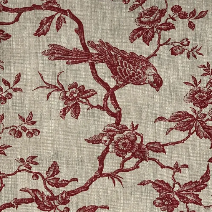 Tissu MESANGE LIN ROUGE/DECRUE-100%LIN