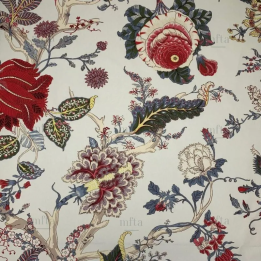 Tissu DARJEELING BACHETTE 100% COTON fleur rouge