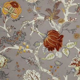 Tissu CEYLAN - TAUPE/ORANGE BACHETTE 100% COTON